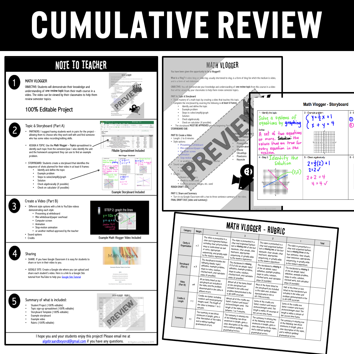 Algebra Real-World Projects Bundle - Fun Review Activities Practice Worksheets