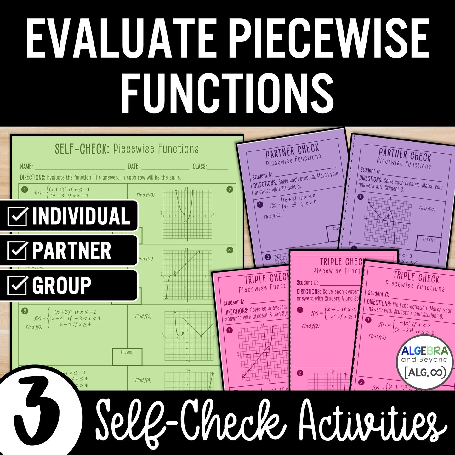 Piecewise Functions Activity – Graph & Evaluate Review – Partner Worksheets