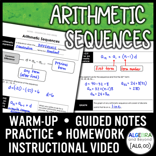 Arithmetic Sequences Lesson | Video | Guided Notes | Homework