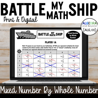 Multiply Mixed Numbers by a Whole Number Activity - Game Worksheets