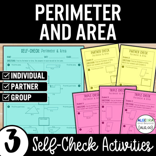 Finding Area and Perimeter Review Activity – Partner Practice Worksheets