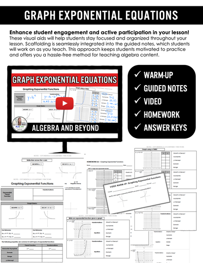 Graph Exponential Functions Lesson | Video | Guided Notes | Homework