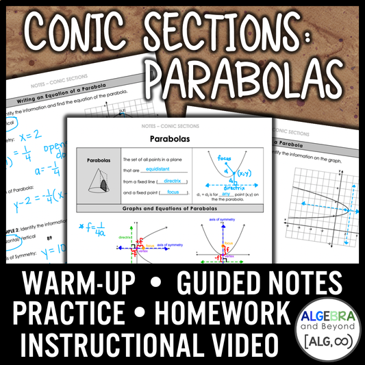 Conic Sections | Parabolas Lesson | Video | Guided Notes | Homework