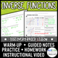 Inverse Functions Lesson | Warm-Up | Guided Notes | Homework