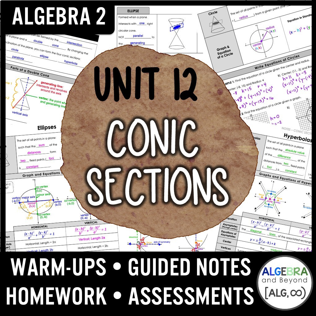Conic Sections Unit Bundle | Algebra 2 | Notes | Homework | Assessment ...