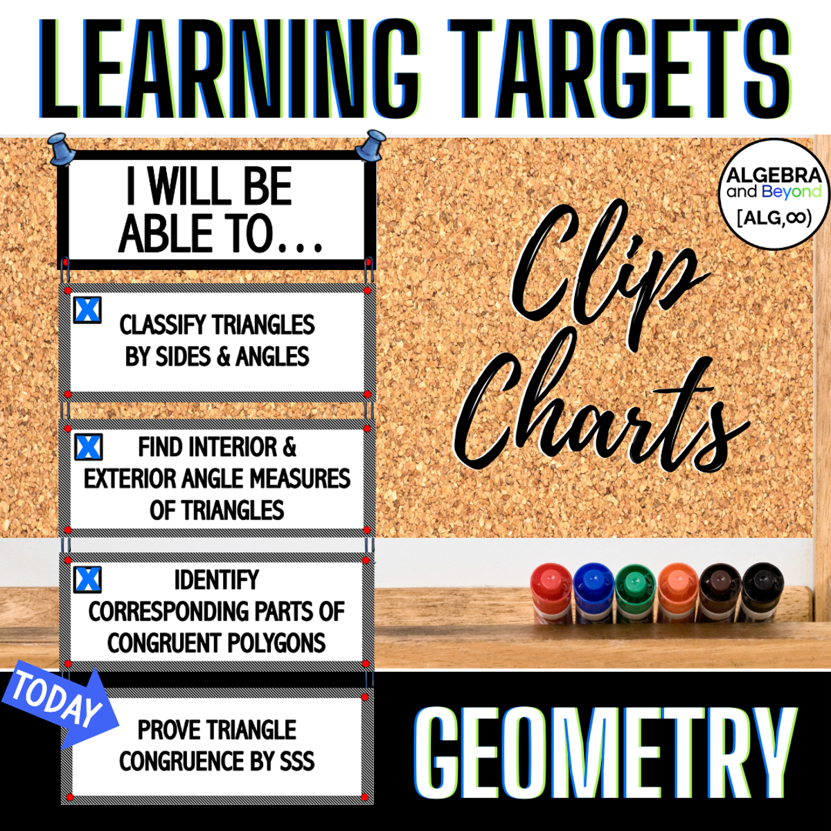 Geometry Learning Targets, Clip Charts, Bulletin Board, Printable Objectives