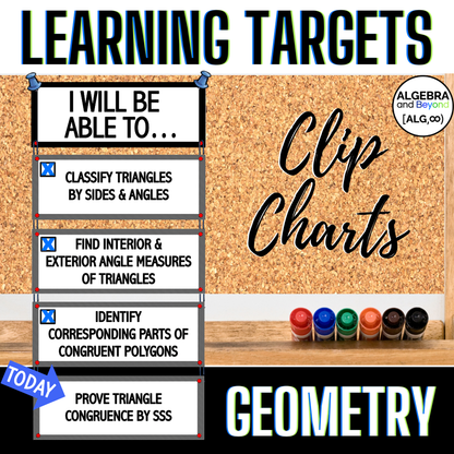 Geometry Learning Targets, Clip Charts, Bulletin Board, Printable Objectives