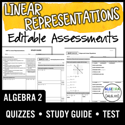 Linear Equations and Representations Assessments | Quizzes | Study Guide | Test