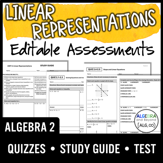 Linear Equations and Representations Assessments | Quizzes | Study Guide | Test