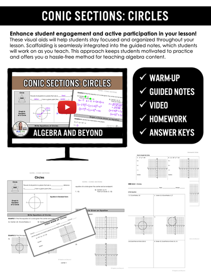 Conic Sections | Circles Lesson | Video | Guided Notes | Homework
