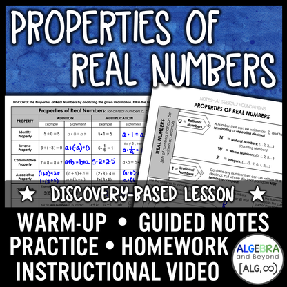 The Real Number System and Properties Lesson | Guided Notes | Homework