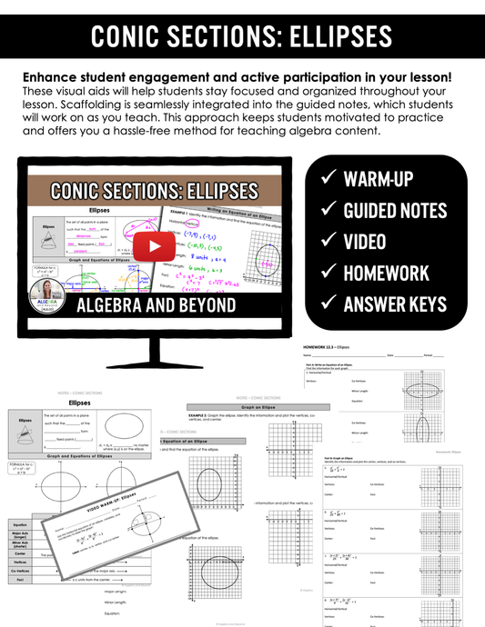 Conic Sections | Ellipses Lesson | Video | Guided Notes | Homework