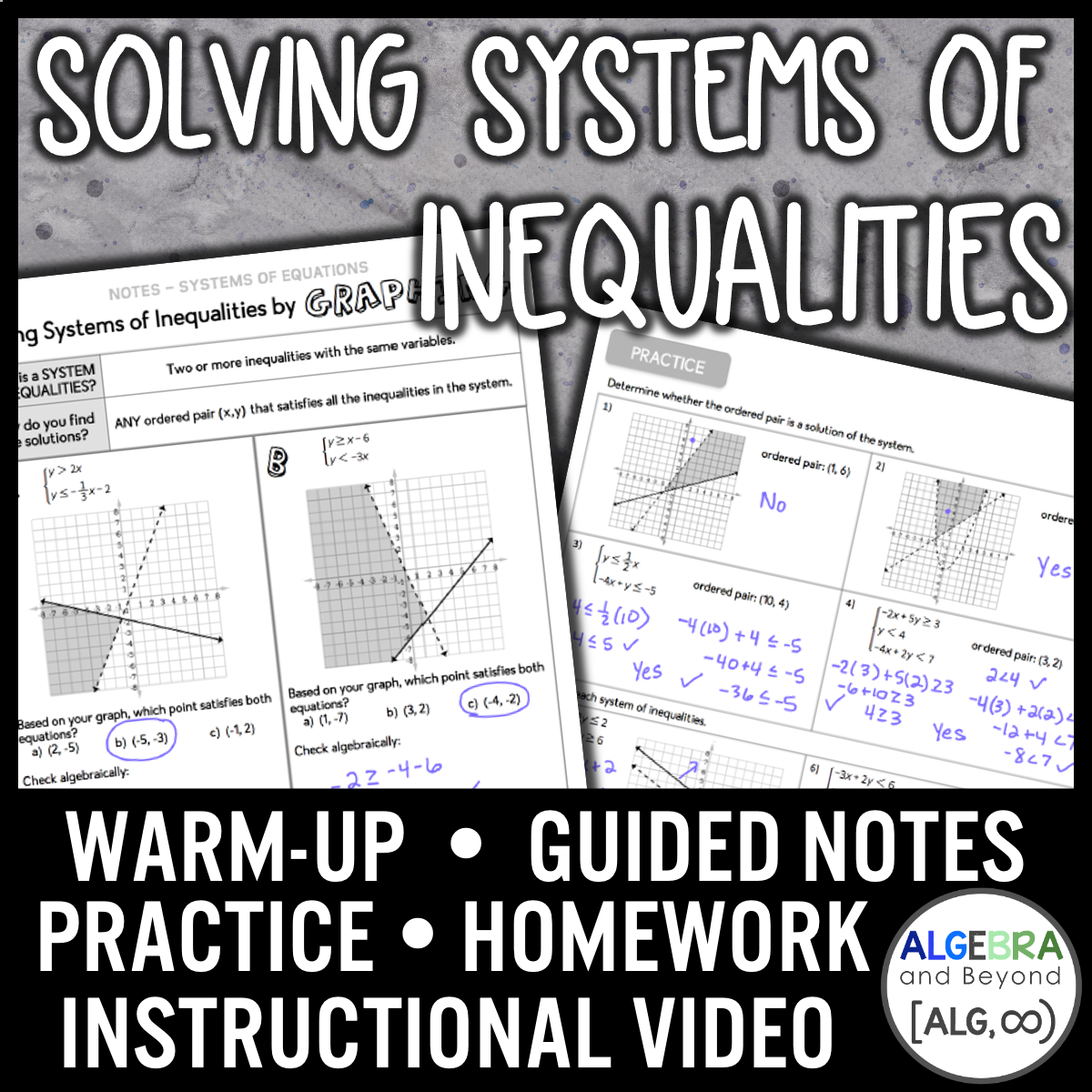 Solving Systems of Inequalities Lesson | Video | Guided Notes | Homework