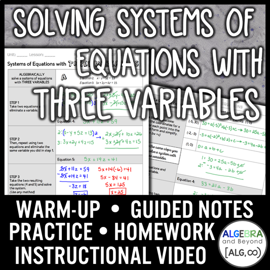 Solving Systems of Equations with Three Variables Lesson | Video | Guided Note