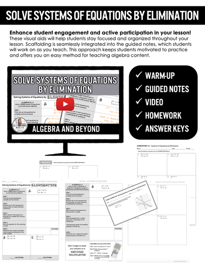 Solving Systems of Equations by Elimination Lesson | Video | Guided Notes