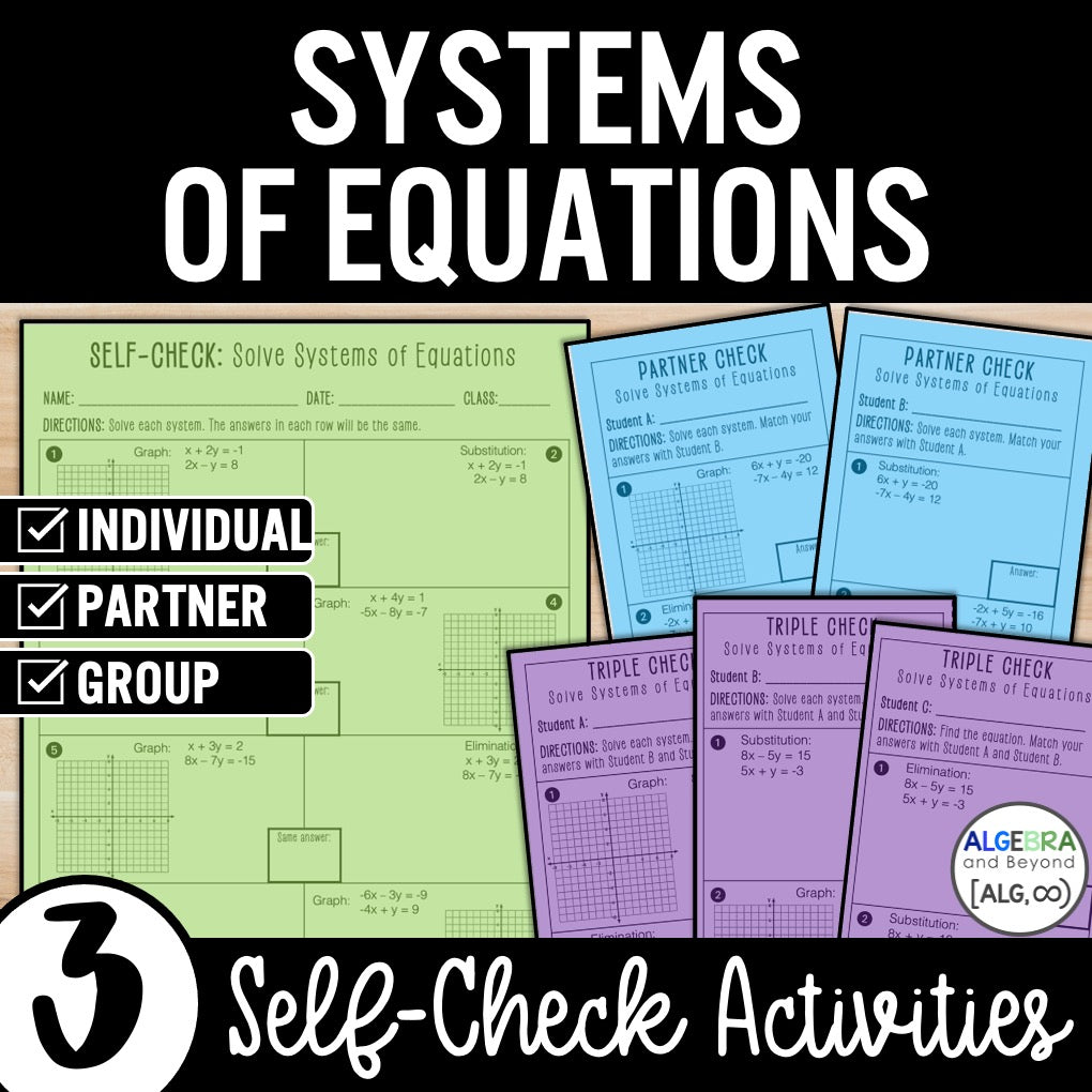 Systems of Equations Practice | Self-Check Review Activities