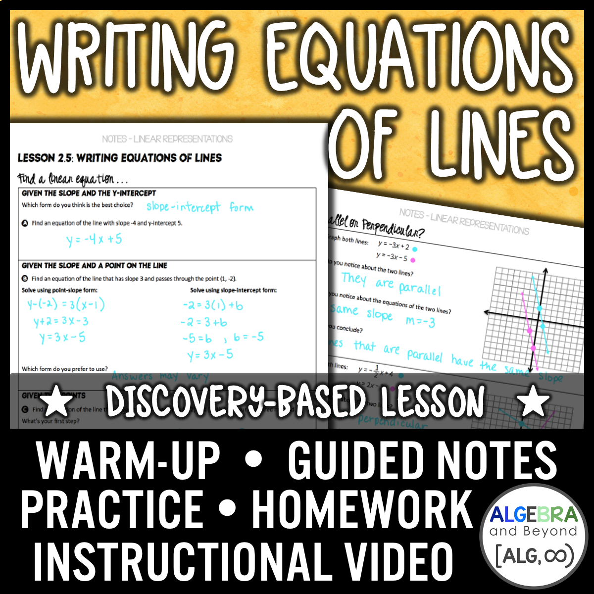 Writing Linear Equations Lesson | Warm-Up | Guided Notes | Homework