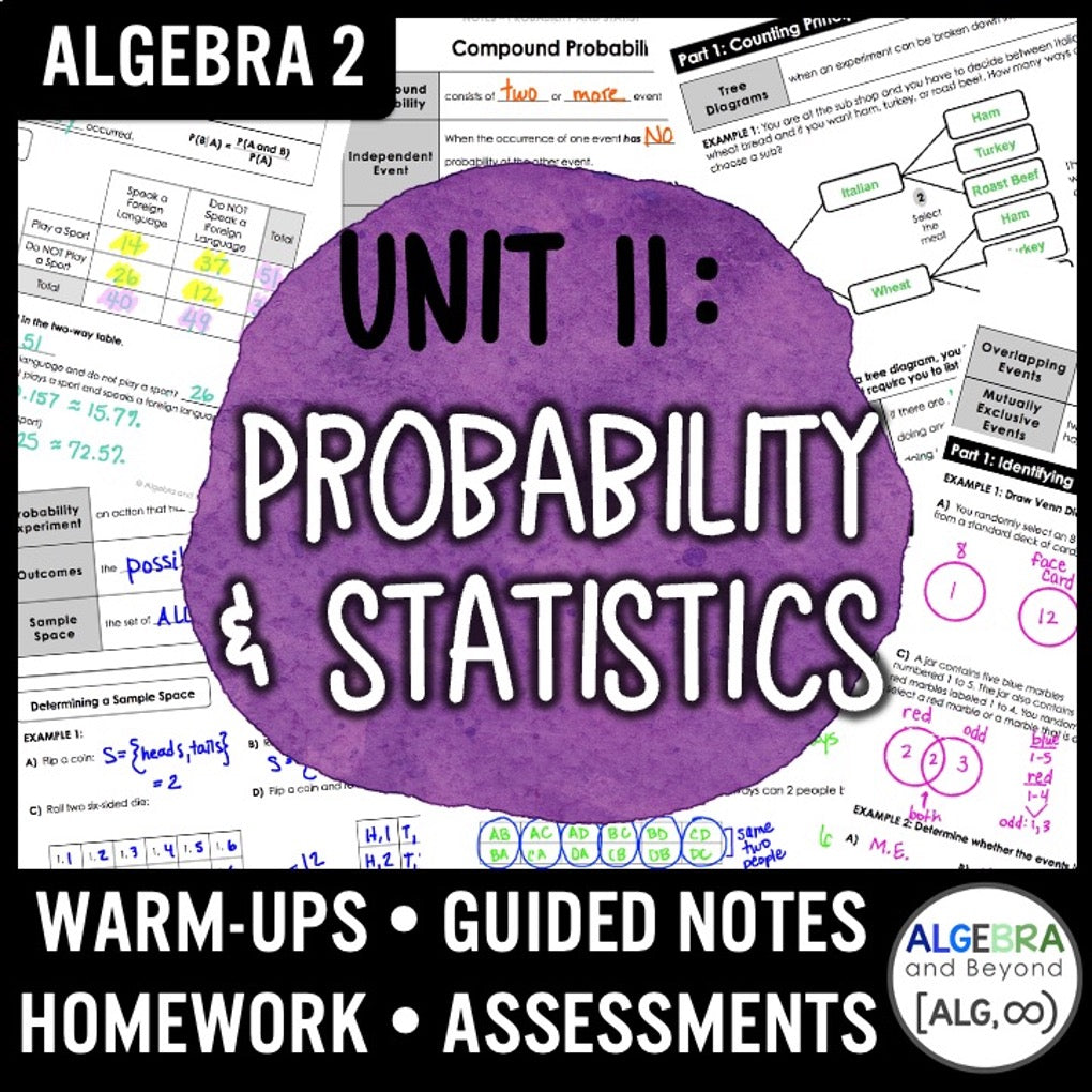 Statistics Unit Study Guide Probability and Statistics Unit Bundle | Algebra 2 | Notes | Homework ...