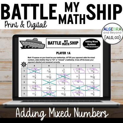 Add Mixed Numbers with Unlike Denominators Activity - Game Worksheets