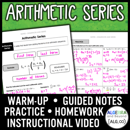 Arithmetic Series Lesson | Video | Guided Notes | Homework