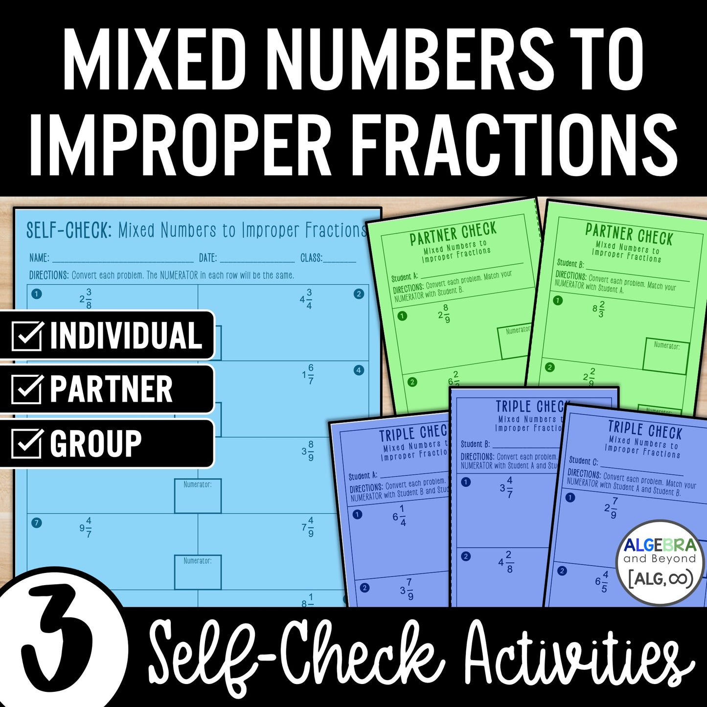 Converting Mixed Numbers to Improper Fractions Activity | Practice Worksheets