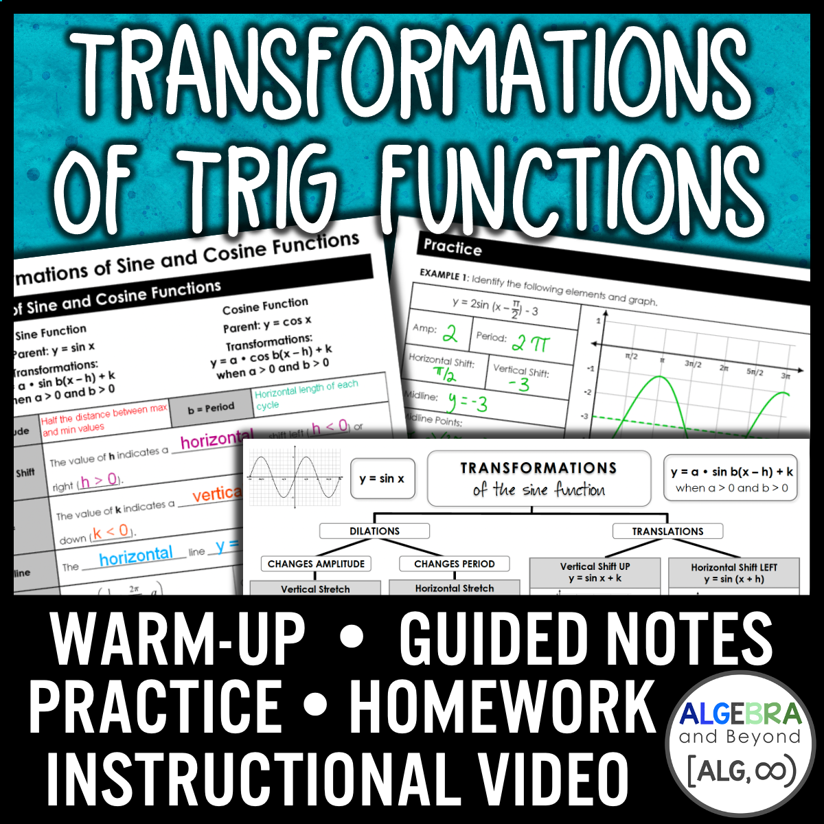 Transformations of Trigonometric Functions Lesson | Video | Notes | Homework