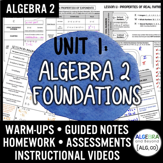 Algebra 2 Foundations Unit Bundle | Instructional Video | Guided Notes | Homework | Assessments