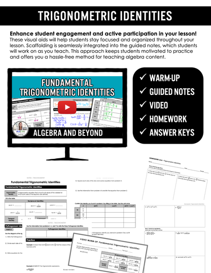 Trigonometric Identities Lesson | Algebra 2 | Video | Notes | Homework