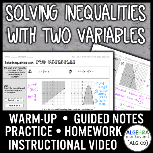 Solving Inequalities with Two Variables Lesson | Video | Notes | Homework