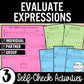 Evaluating Algebraic Expressions Activity – Self-Check Practice Worksheets