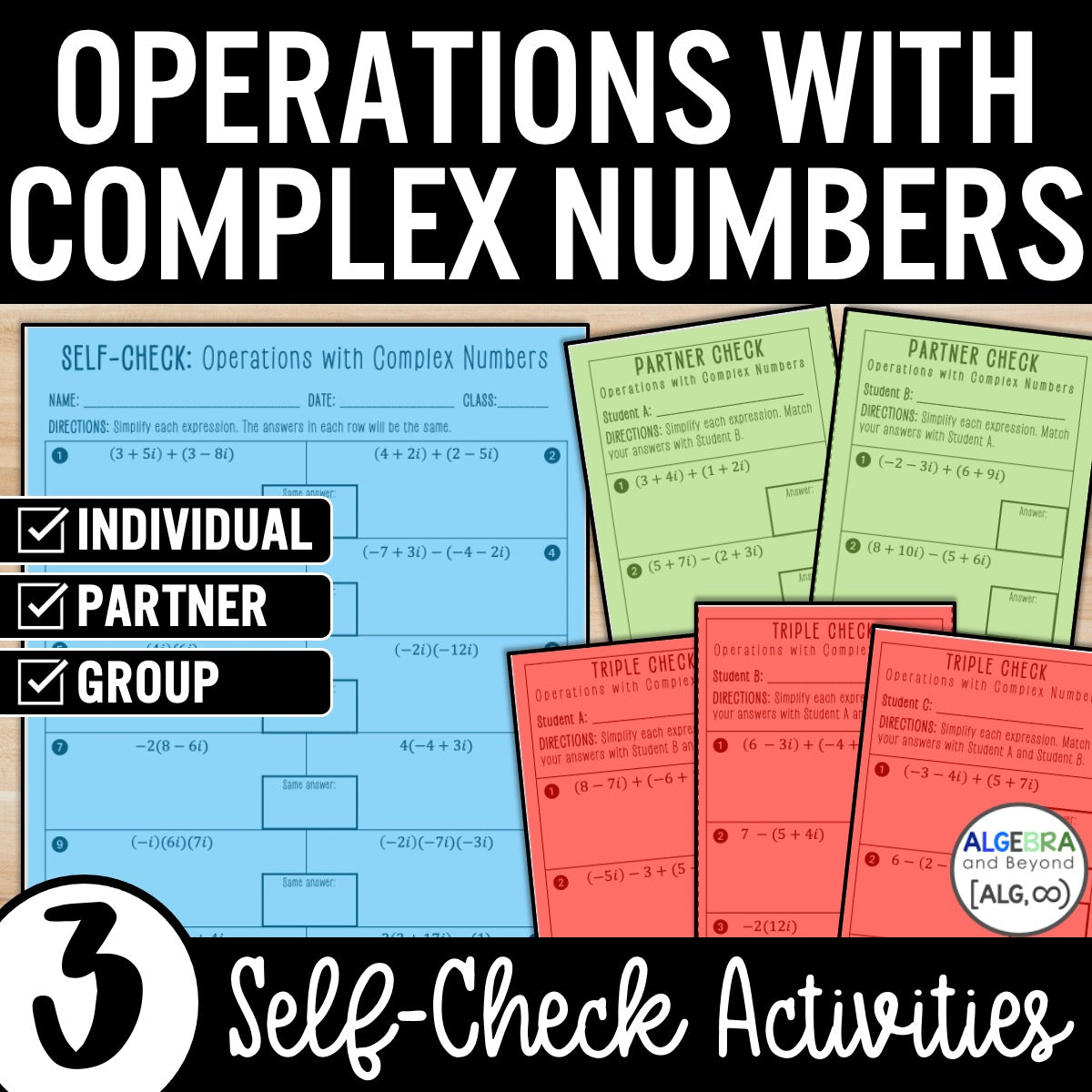 Operations with Complex Numbers Review Activity – Practice Worksheets