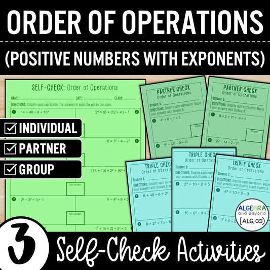 Order of Operations Worksheet | Add | Subtract | Multiply | Divide | Exponents
