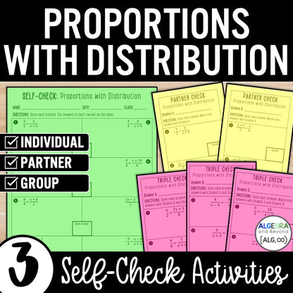 Proportions with Distribution Review Activity – Partner Practice Worksheets