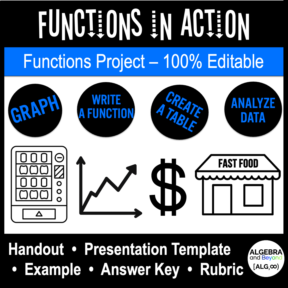 Functions Project | Fun Real World Functions PBL Activity | Algebra Graphing