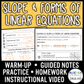 Slope and Forms of Linear Equations Lesson | Warm-Up | Guided Notes | Homework