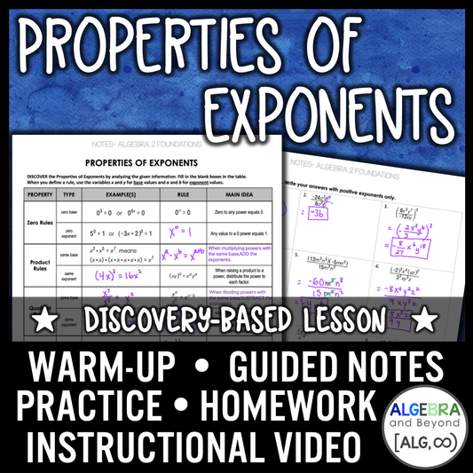 Properties of Exponents Lesson | Warm-Up | Guided Notes | Homework