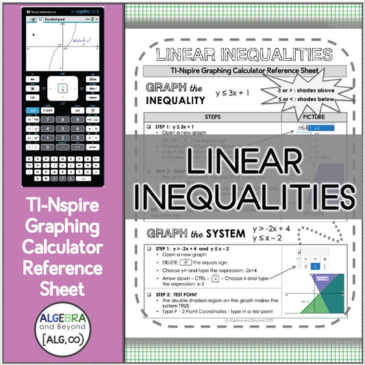 TI-Nspire Graphing Calculator Reference Sheets: Linear Inequalities