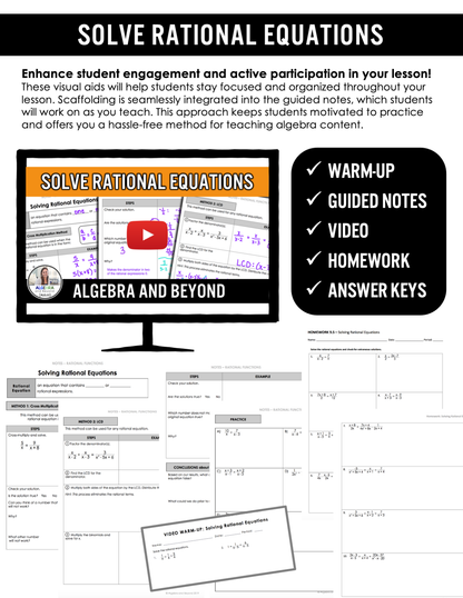 Solving Rational Equations Lesson | Video | Guided Notes | Homework