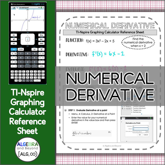Numerical Derivative | TI-Nspire Graphing Calculator Reference Sheet