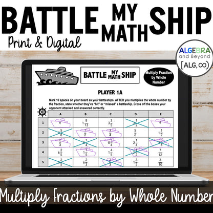 Multiply Fractions by a Whole Number Math Activity - Game Worksheets