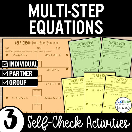 Multi-Step Equations | Practice | Self-Check Review Activities