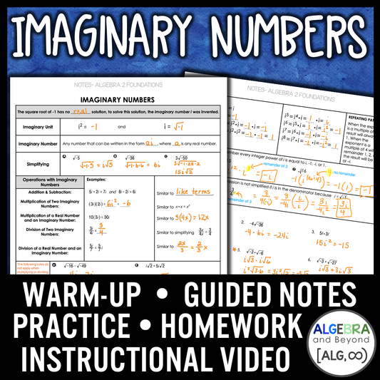 Imaginary Numbers Lesson | Warm-Up | Guided Notes | Homework