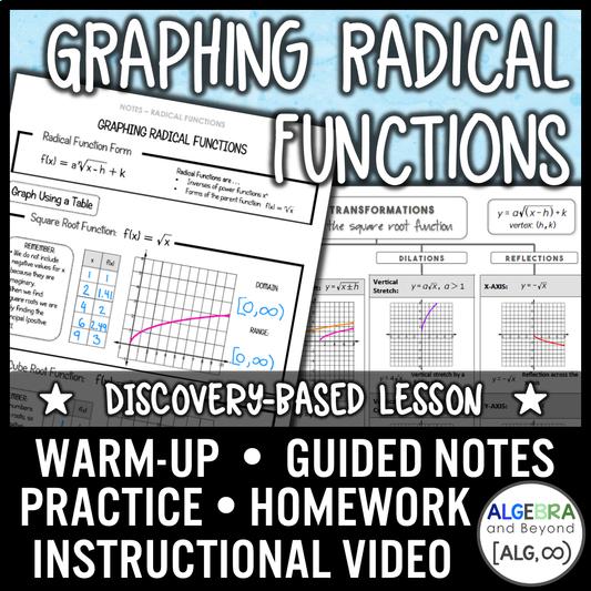 Graphing Radical Functions Lesson | Video | Guided Notes | Homework
