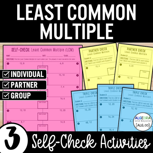 Least Common Multiple (LCM) Review Practice Activity – Partner Worksheets