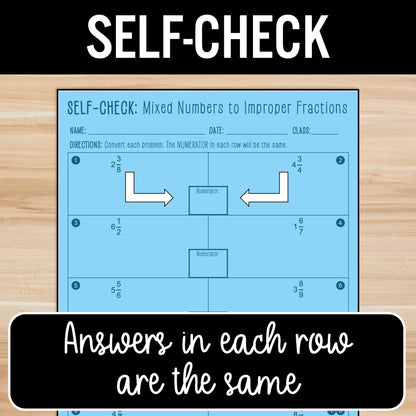 Converting Mixed Numbers to Improper Fractions Activity | Practice Worksheets