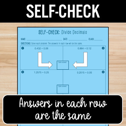 Divide Decimals | Self-Check Activities