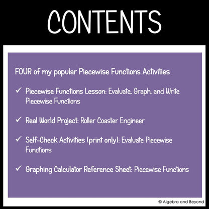 Piecewise Functions Activities Mini-Bundle | Review Worksheet Activities