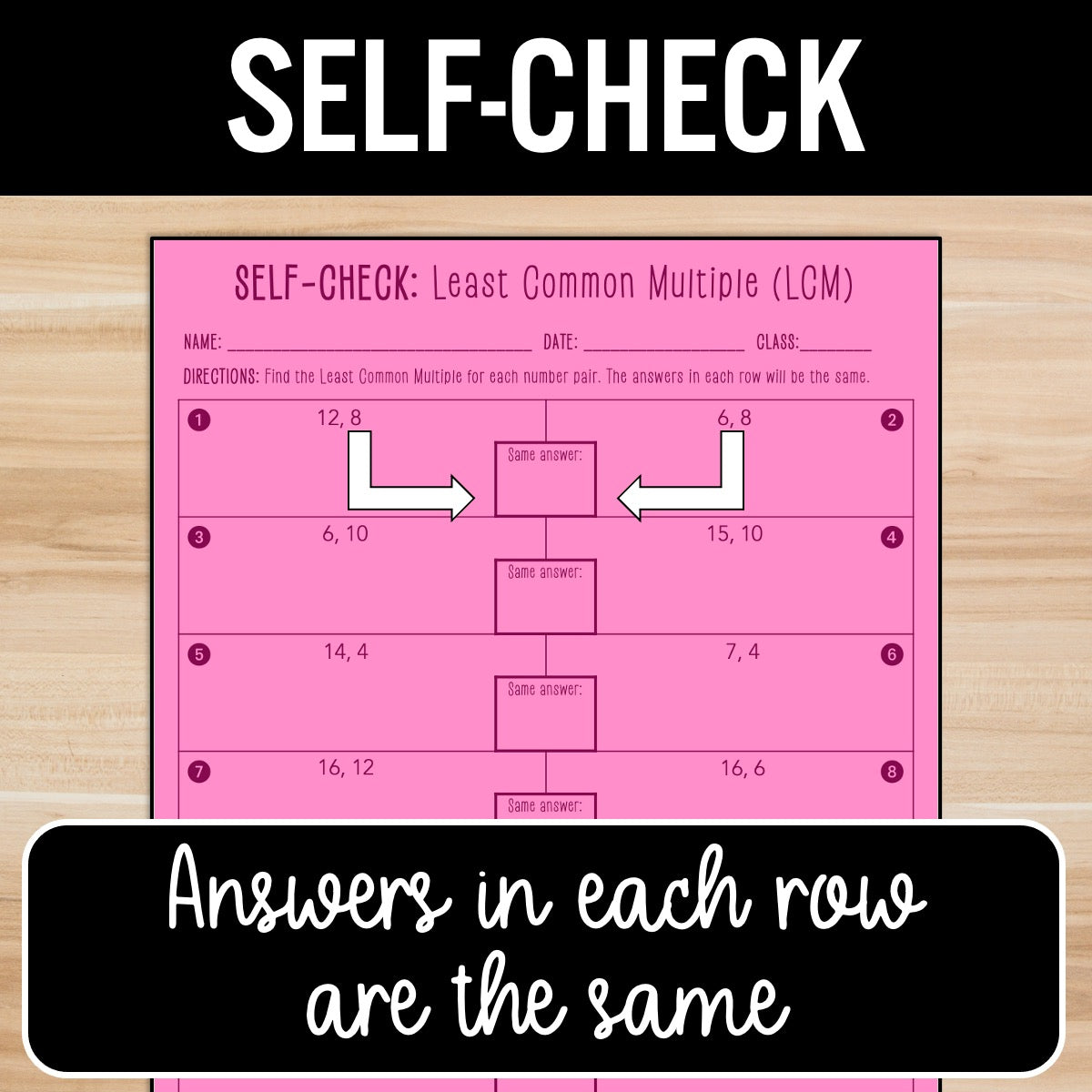 Least Common Multiple (LCM) Review Practice Activity – Partner Worksheets