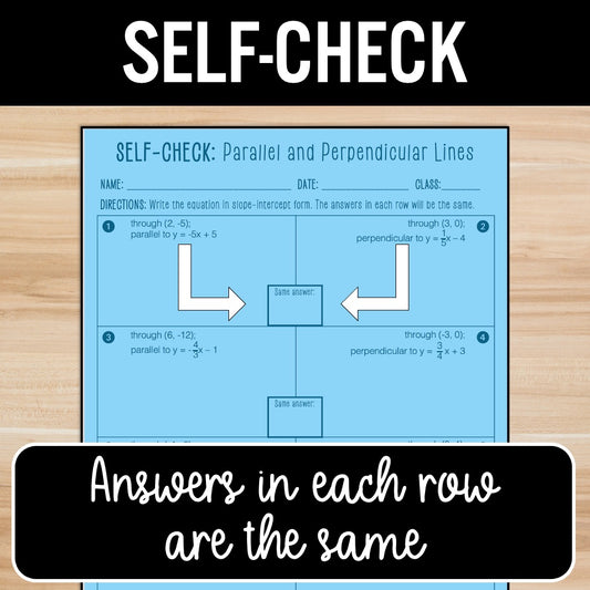Parallel and Perpendicular Lines Practice | Self-Check Review Activities