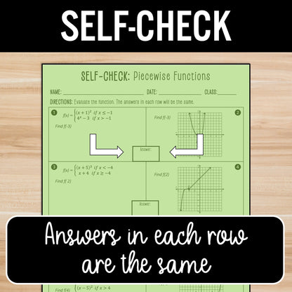 Piecewise Functions Activity – Graph & Evaluate Review – Partner Worksheets